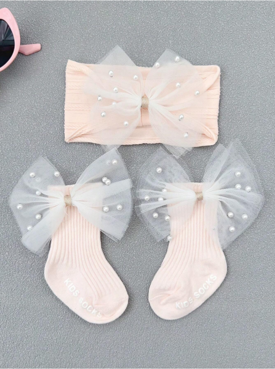 βρεφικές κάλτσες με φιόγκο, περλένια κορδέλα, αντιολισθητικές κάλτσες για βρέφη, κορδέλα για το κεφάλι βρέφους, βρεφικά αξεσουάρ, κομψά βρεφικά είδη, βρεφικά είδη για πάρτι, βρεφικά είδη για φωτογράφιση